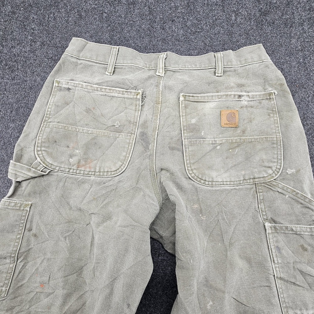 Paint Splattered Faded Green Carhartt Carpenter work pants B11 MOS 32x30 Men's - Picture 8 of 14